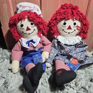 VTG NWT 2 Dolls Raggedy Ann Raggedy Andy 80th & 85th Birthday 25” Long Dakin